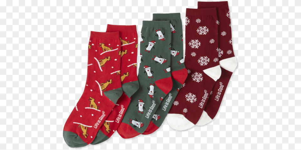 Womenquots Holiday Sock Crew Sock 3 Pack Pack Of Socks Transparent, Clothing, Hosiery, Christmas, Christmas Decorations Free Png