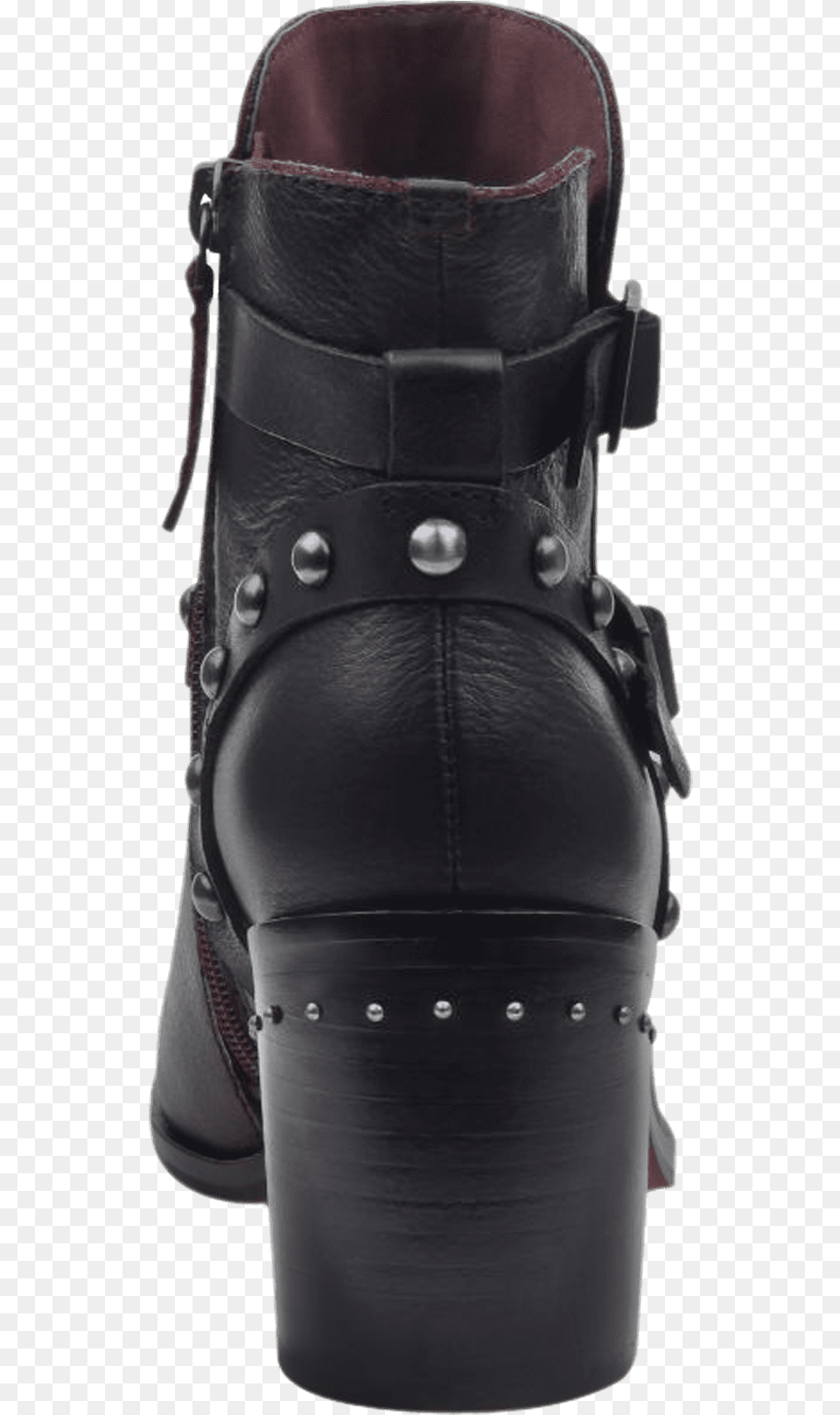 Womens Ankle Boot Red Eye In Black Back View Motorcycle Boot, Brace, Person, Clothing, Footwear Png