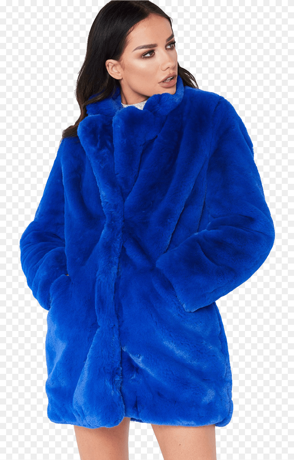 Womens Blue Fur Coat, Clothing, Face, Head, Person Free Png