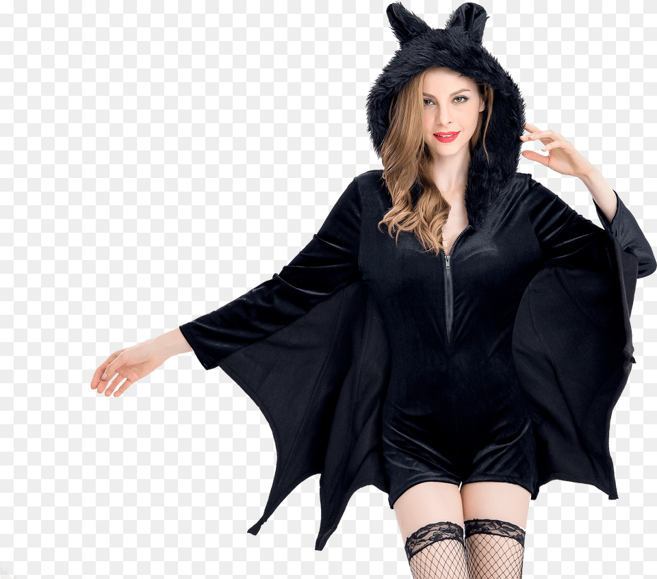 Womens Cozy Vampire Bat Romper Costume Fashion Icon Halloween Costumes, Clothing, Hoodie, Knitwear, Sweater Free Png Download