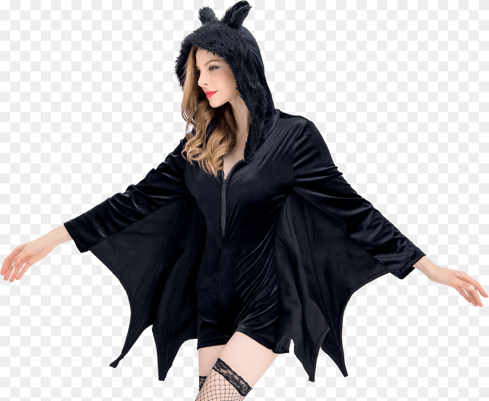 Womens Cozy Vampire Bat Romper Costume Fictional Character, Fashion, Adult, Person, Female Free Png