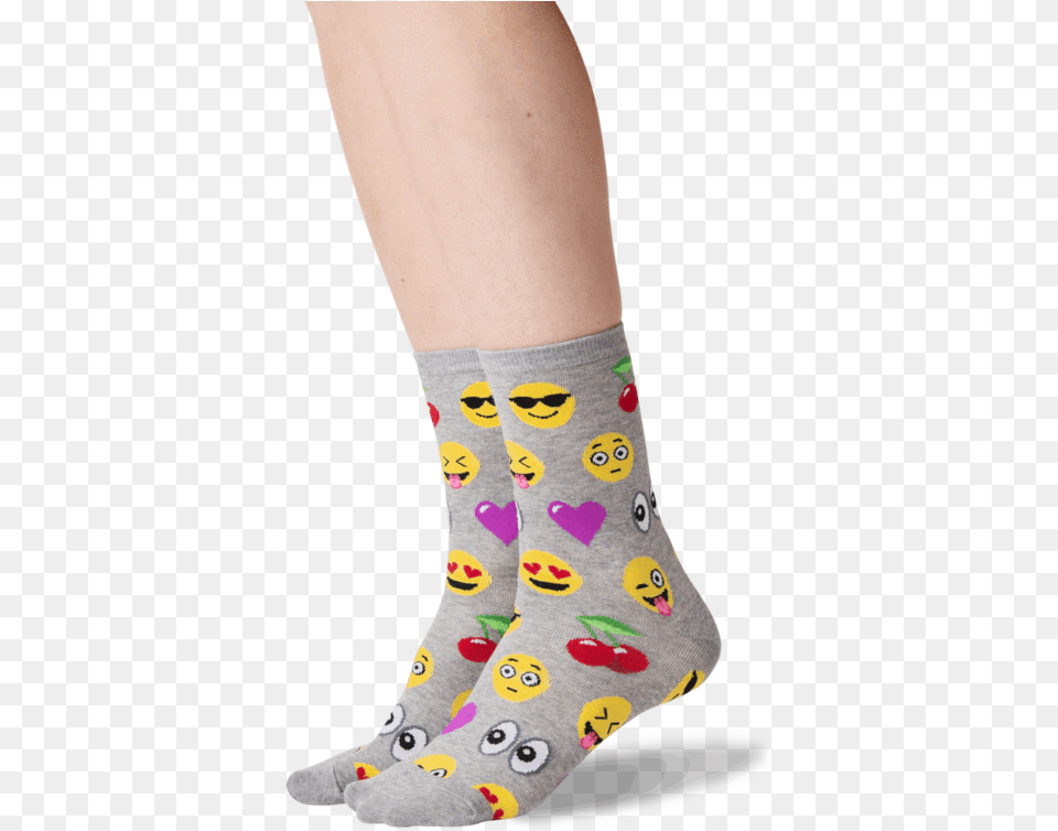 Womens Emoji Crew Socks In Sweatshirt Gray Front Sock, Clothing, Hosiery, Baby, Person Free Png Download