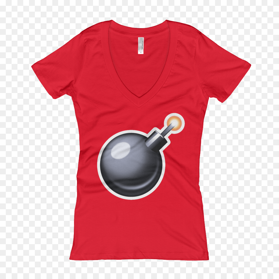 Womens Emoji V Neck, Clothing, T-shirt, Ammunition, Bomb Png Image
