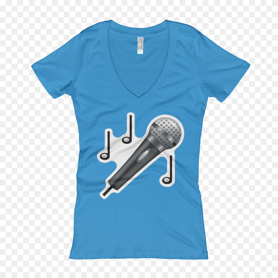 Womens Emoji V Neck, Clothing, Electrical Device, Microphone, T-shirt Png Image