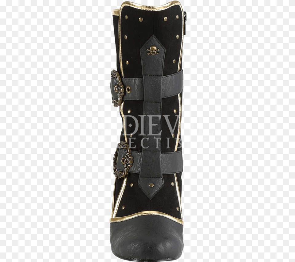 Womens Gold Trim Pirate Heels Image Motorcycle Boot, Brace, Person, Accessories Free Png Download