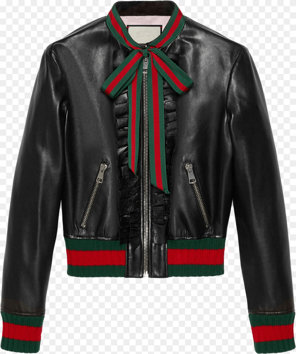 Womens Gucci Leather Jacket, Clothing, Coat, Leather Jacket, Scarf Free Png Download