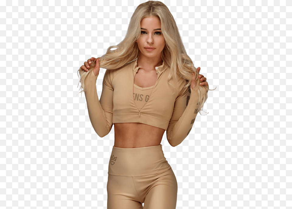 Womens Long Sleeve Crop Top Warm Sand Girl, Adult, Person, Hair, Female Free Png Download