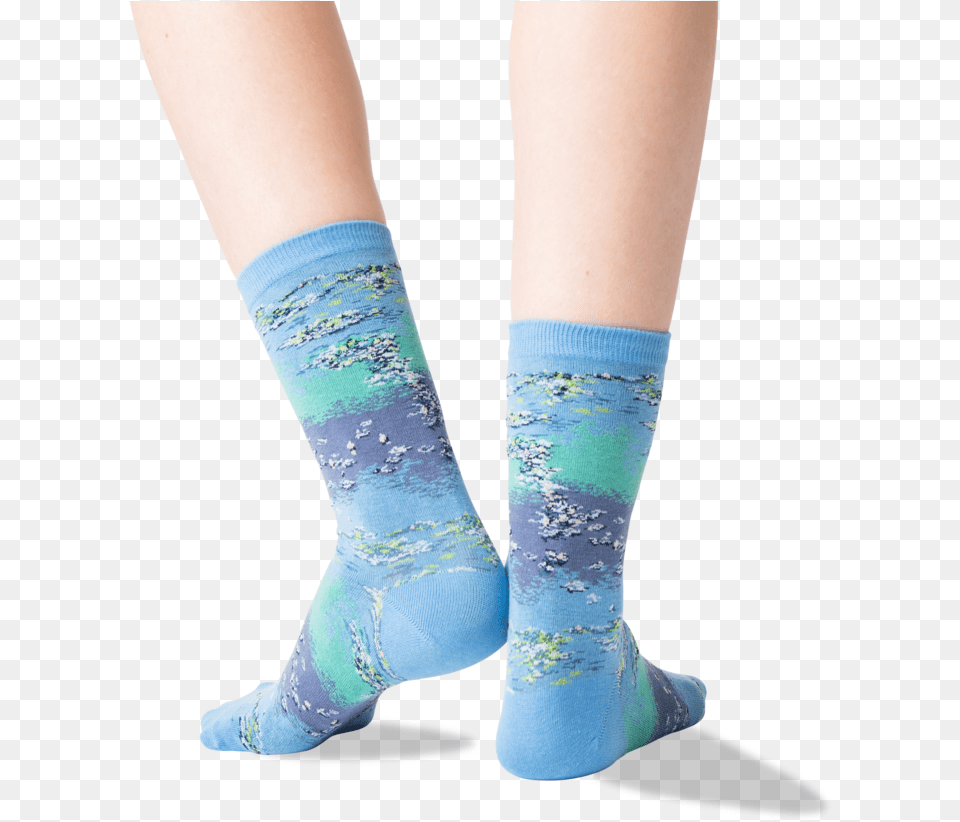 Womens Monet S Water Lilies Socksclass Slick Lazy Sock, Clothing, Hosiery, Person Free Png Download