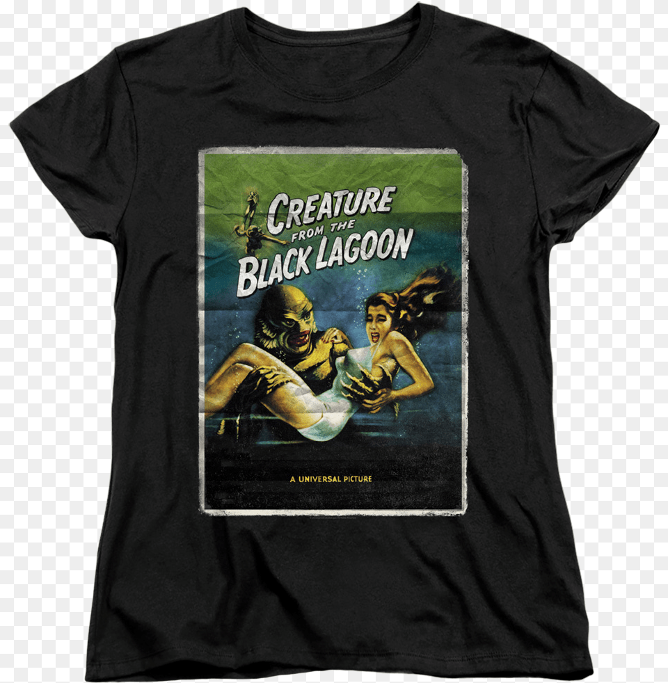 Womens Movie Poster Creature From The Black Lagoon T Shirt, T-shirt, Clothing, Adult, Person Free Transparent Png