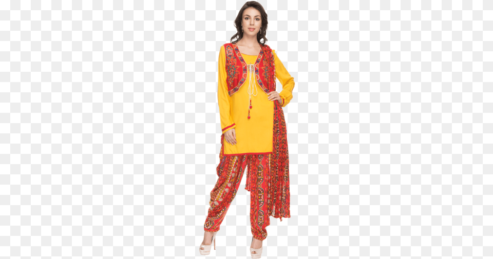 Womens Printed Kurta Jacket And Patiala Set Jacket Patiala Suit, Blouse, Clothing, Adult, Female Free Transparent Png