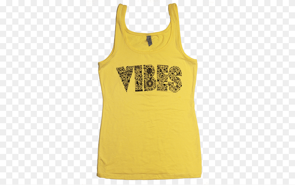 Womens Vibes Icon Yellow Tank Top Sleeveless, Clothing, Tank Top, Blouse, Undershirt Png Image