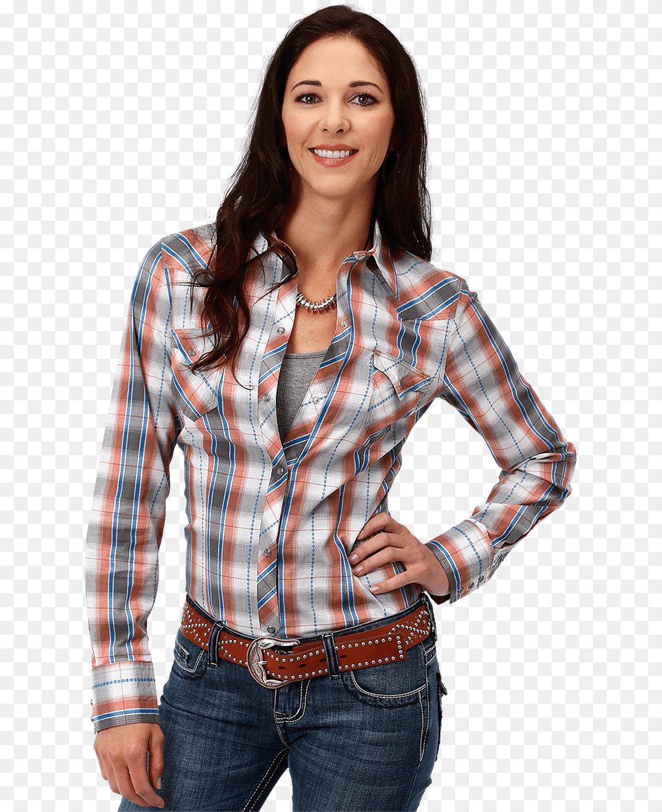 Womens West Made Collection Sunset Dobby Performance Plaid, Long Sleeve, Shirt, Clothing, Blouse Free Transparent Png