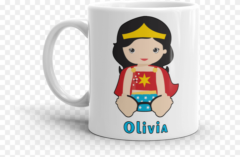 Wonder Woman Cartoon Mug Super Herois Baby, Cup, Face, Head, Person Free Png Download
