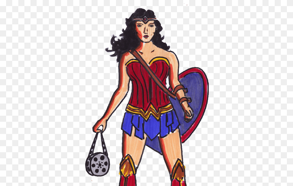 Wonder Woman Cartoon With Lasso, Person, Female, Adult, Bag Free Png Download