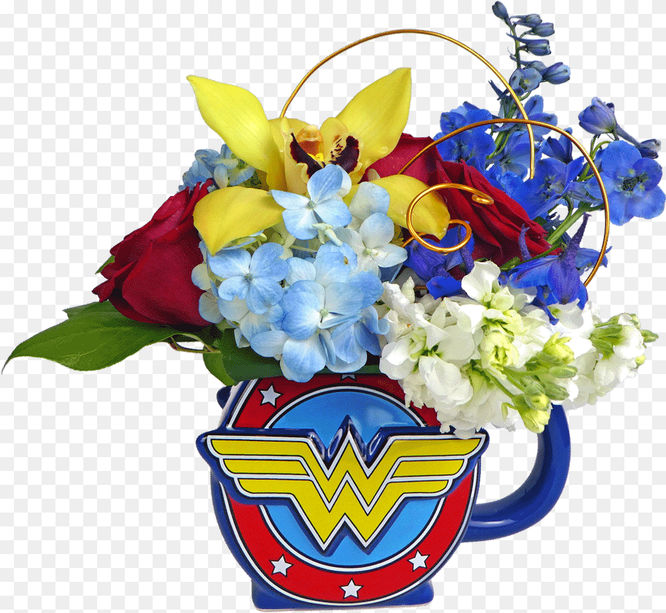 Wonder Woman Flower Mug Wonder Woman Flowers, Flower Arrangement, Flower Bouquet, Plant, Art Png