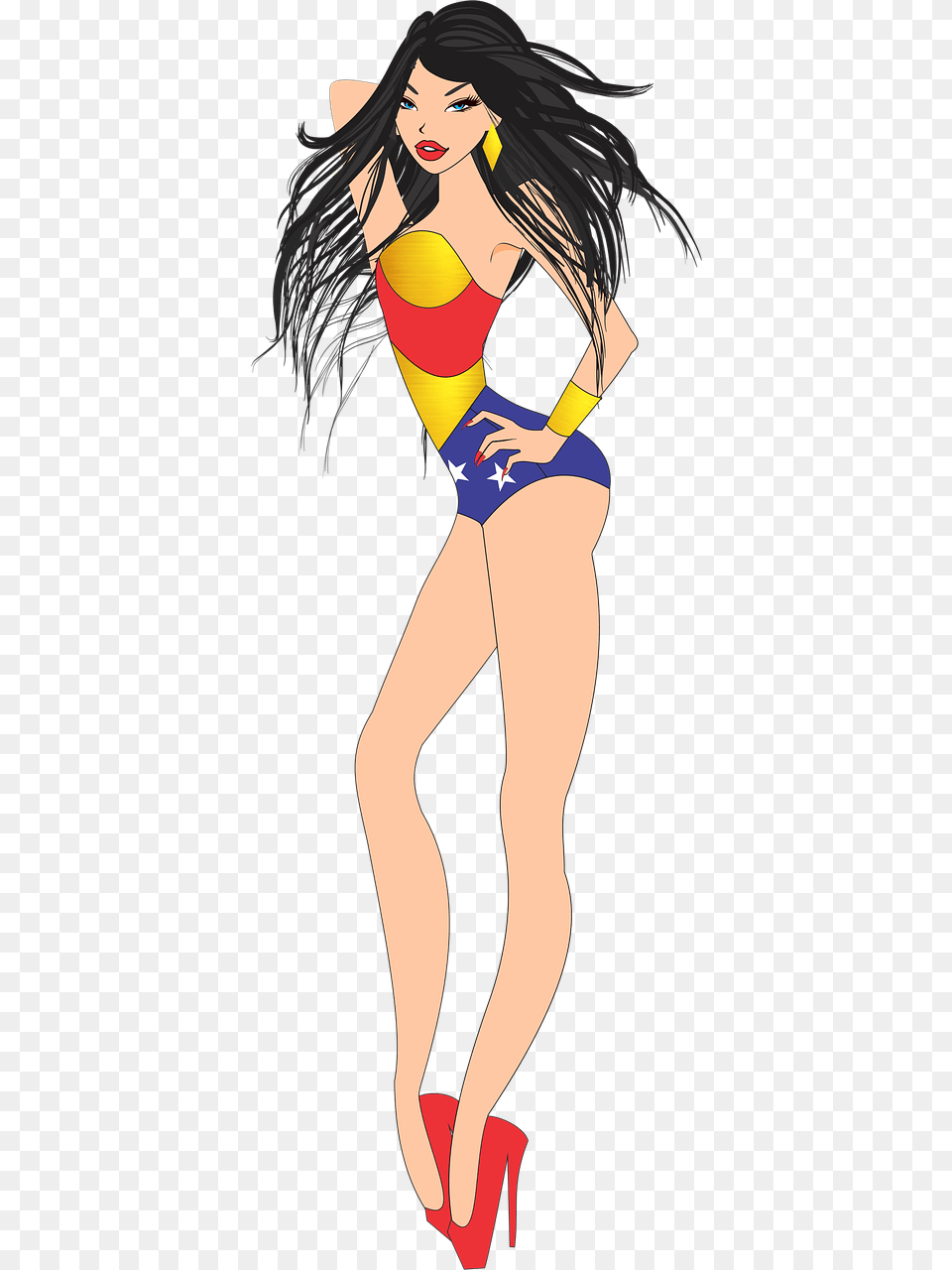 Wonder Woman Pinup Clipart, Swimwear, Clothing, Adult, Person Free Png