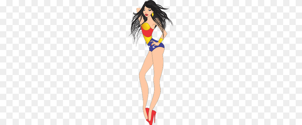 Wonder Woman Pinup Clipart Transparent, Swimwear, Clothing, Adult, Person Png