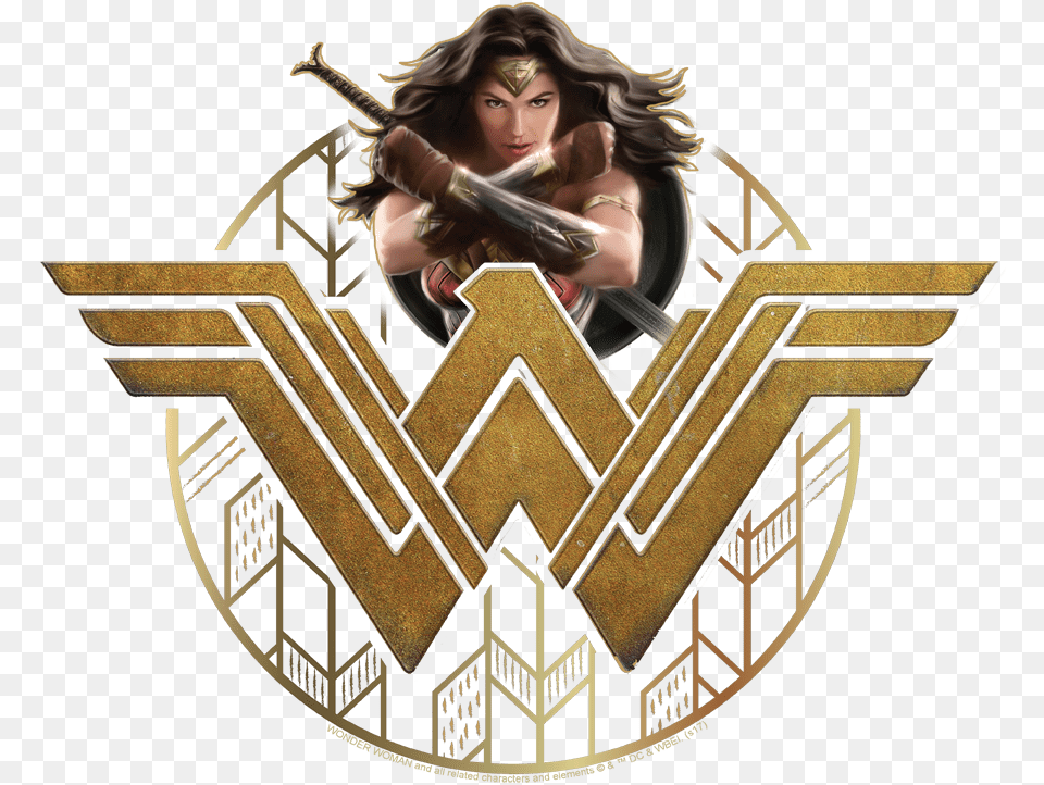 Wonder Woman Power Stance And Emblem Pullover Hoodie Logo Wonder Woman Movie, Adult, Female, Person, Symbol Free Png Download