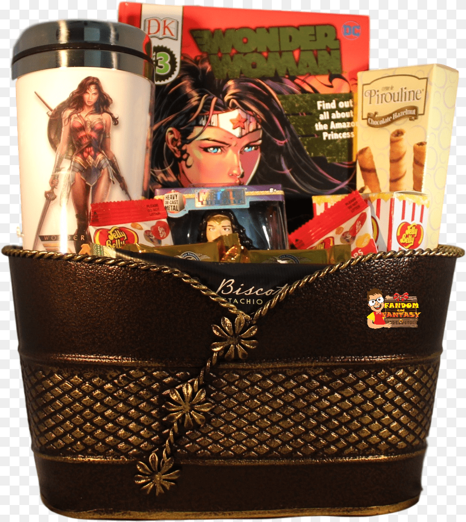 Wonder Woman Raffle Basket, Adult, Person, Female, Book Free Png