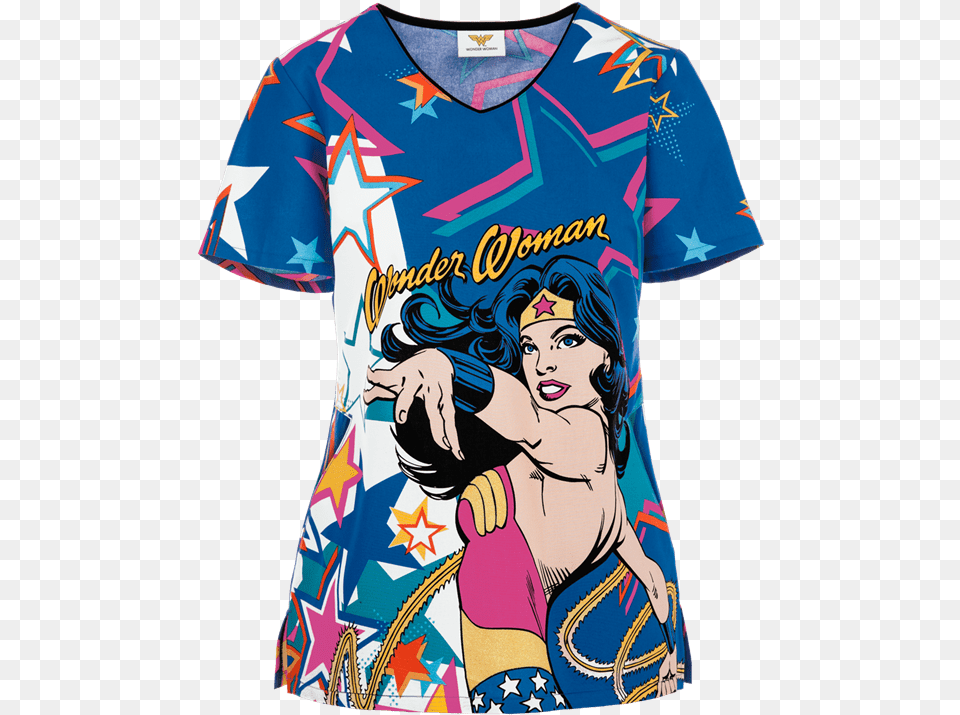 Wonder Woman Scrub Top Active Shirt, Book, Clothing, Publication, T-shirt Free Png