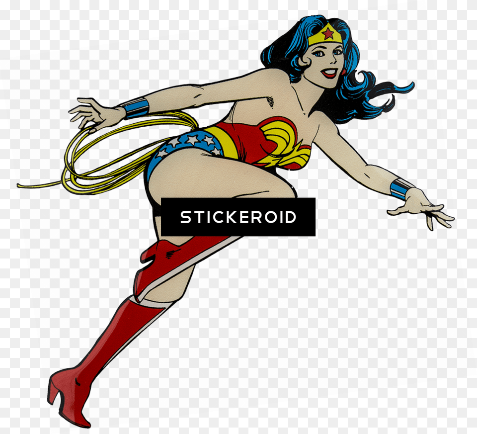 Wonder Woman Vintage Wonder Woman Magnet Running, Clothing, Costume, Person, Book Png