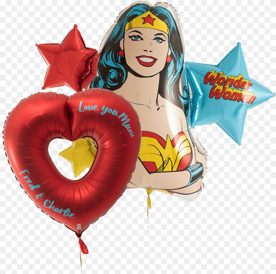 Wonder Woman With Open Heart Balloon Wonder Woman, Adult, Person, Female, Face Free Transparent Png