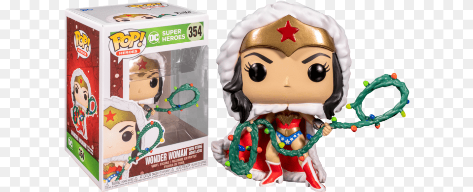 Wonder Woman Wonder Woman With Christmas Lights Lasso Funko Pop Wonder Woman W Lights Lasso Dc Comics, Toy, Baby, Person, Doll Png Image