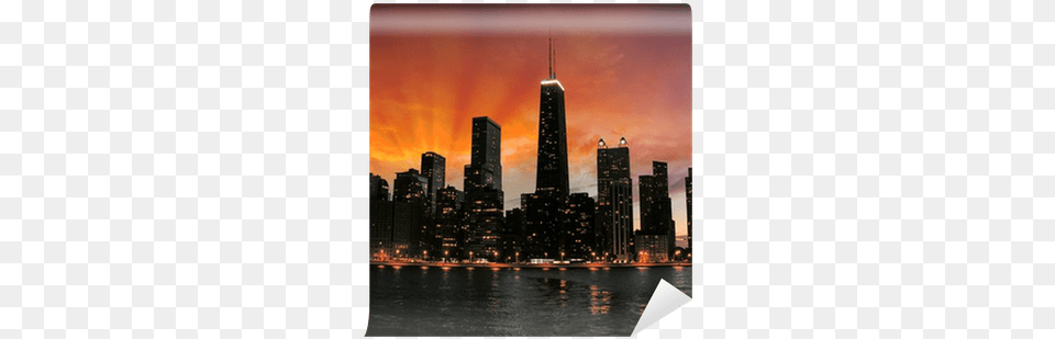 Wonderful Chicago Skyscrapers Silhouette At Sunset Stranger Things Skyline Chicago, Architecture, Building, City, High Rise Free Png