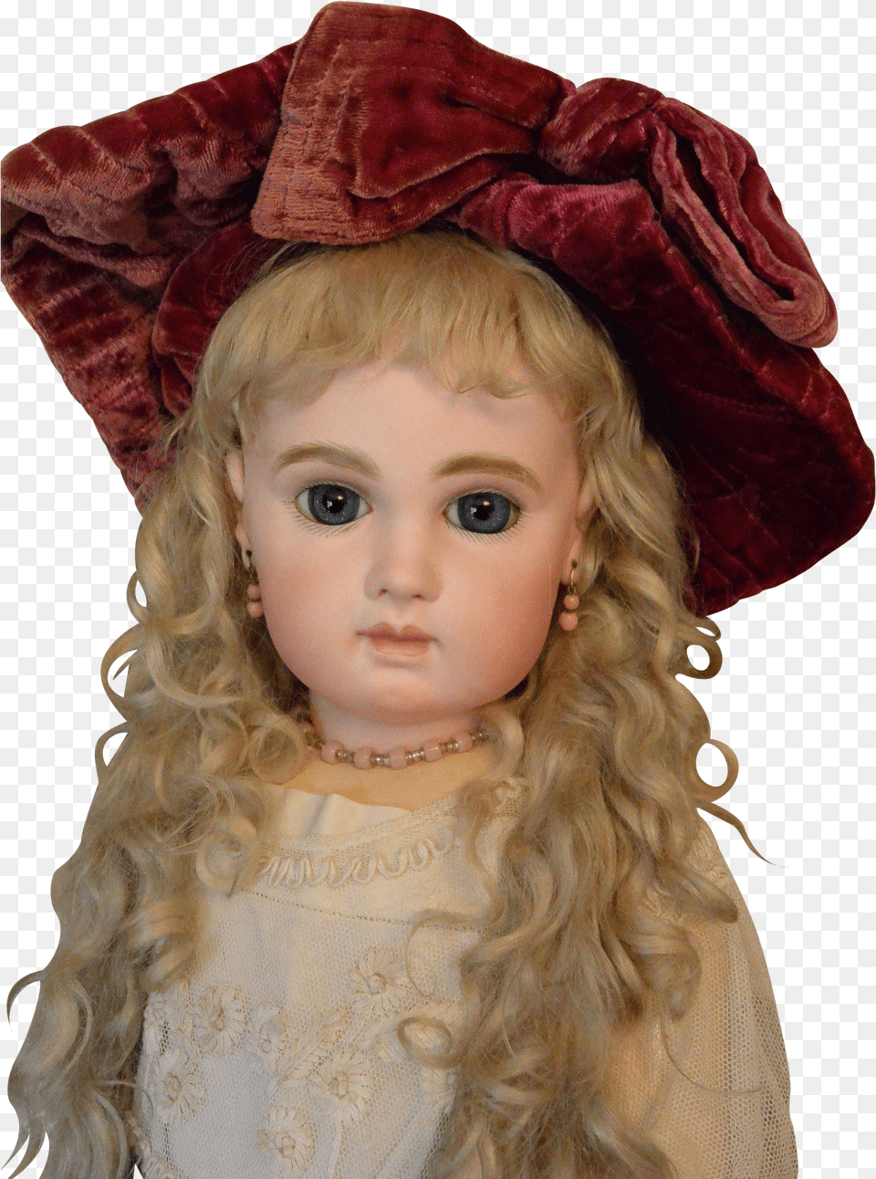 Wonderful Vintage Velvet Hat For Antique Doll Doll, Clothing, Toy, Baby, Person Free Png