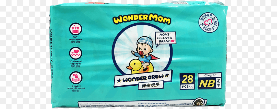 Wondermom Baby Diapers Packaging And Labeling, Person, Face, Head Free Png