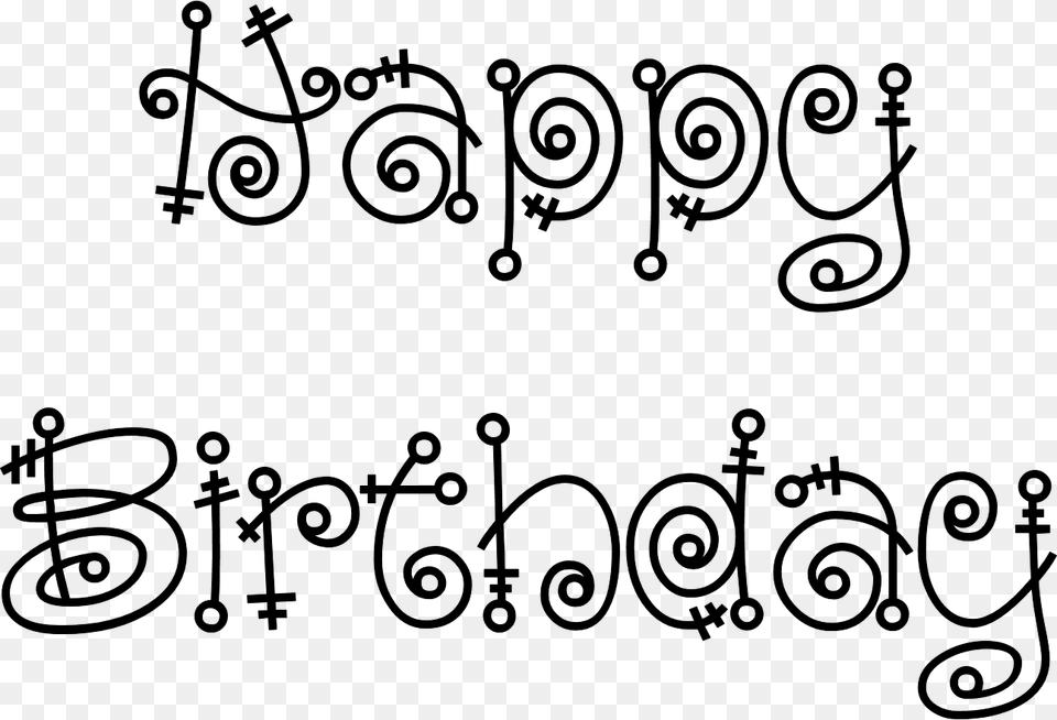 Wondrous Design Ideas Happy Birthday Outline With Mermaid Black And White Happy Birthday Clip Art, Gray Free Png