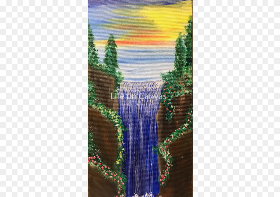 Wondrous Waterfall Life On Canvas, Art, Modern Art, Painting, Outdoors Png