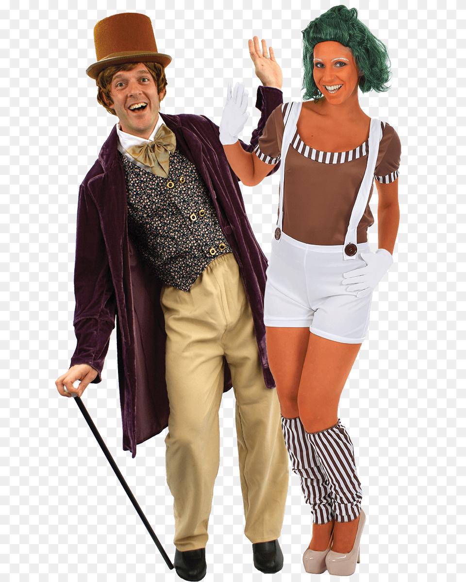 Wonka Amp Oompa Couples Costume, Long Sleeve, Clothing, Sleeve, Shorts Png