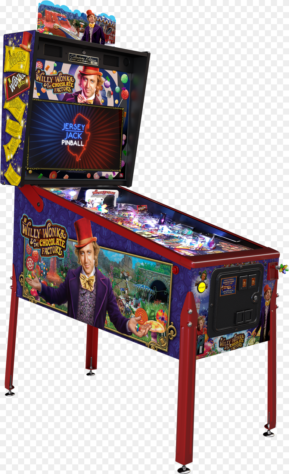 Wonka Ce Cabinet Left Willy Wonka Pinball Machine, Game, Arcade Game Machine, Person, Woman Png
