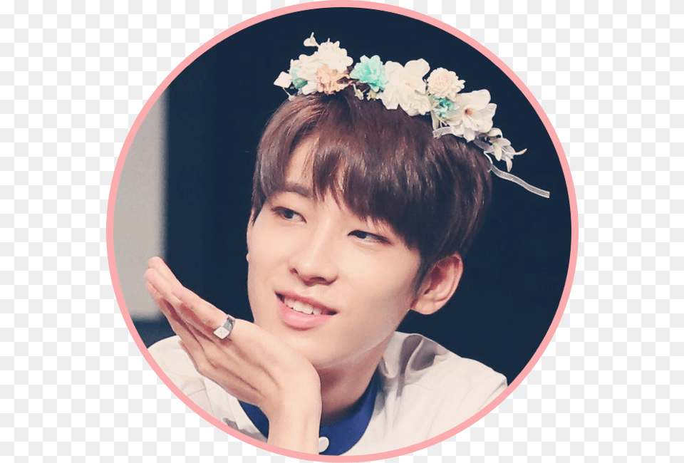 Wonwoo Svt Svtwonwoo Seventeen Flowercrown Freetoedit Wonwoo With Flower Crown, Accessories, Face, Head, Person Free Png