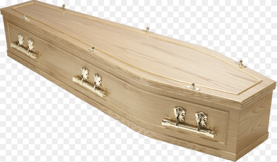 Wood Coffin With Golden Handels, Funeral, Person, Machine, Screw Free Png Download