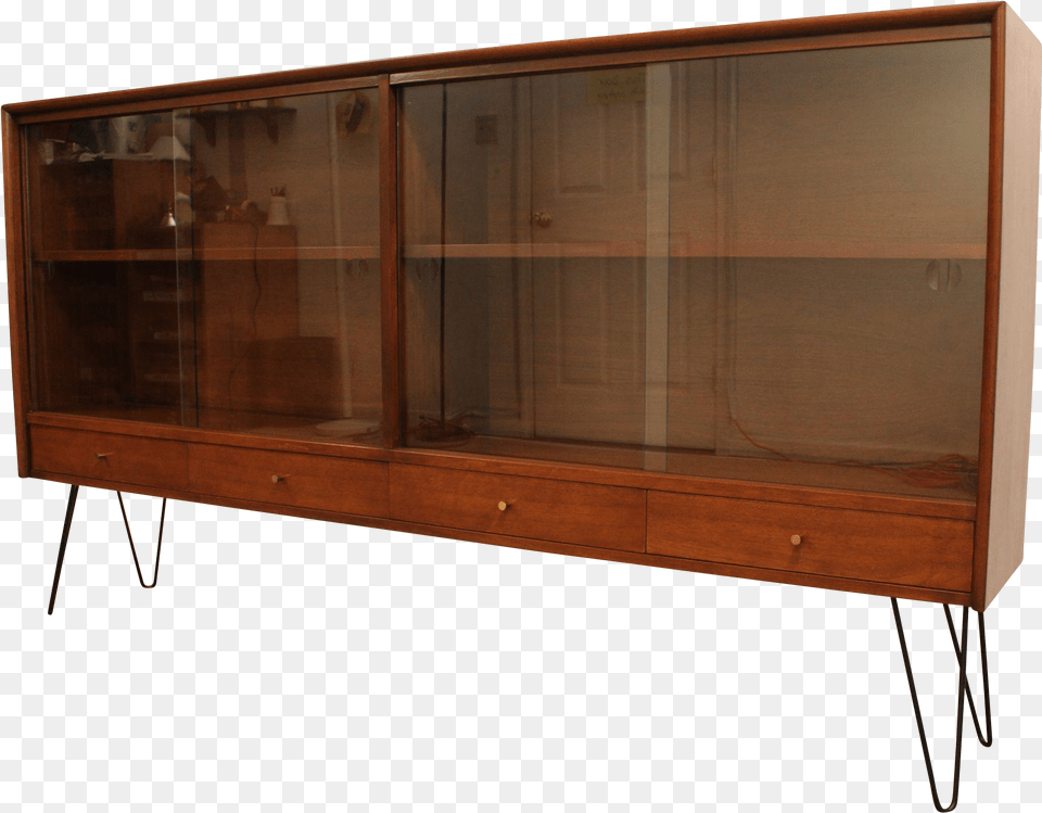 Wood Credenza Glass Doors, Cabinet, Furniture, Sideboard, China Cabinet Free Png Download