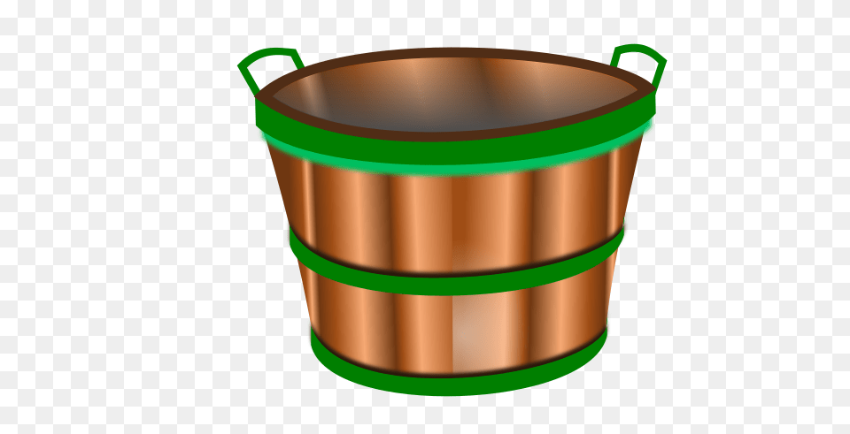 Wood Empty Basket Green Accents Clip Art, Bucket, Bottle, Shaker Free Png