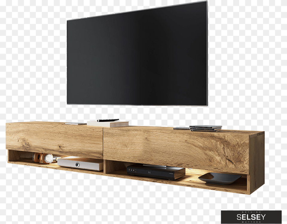 Wood Floating Tv Unit, Computer Hardware, Electronics, Entertainment Center, Hardware Free Png Download
