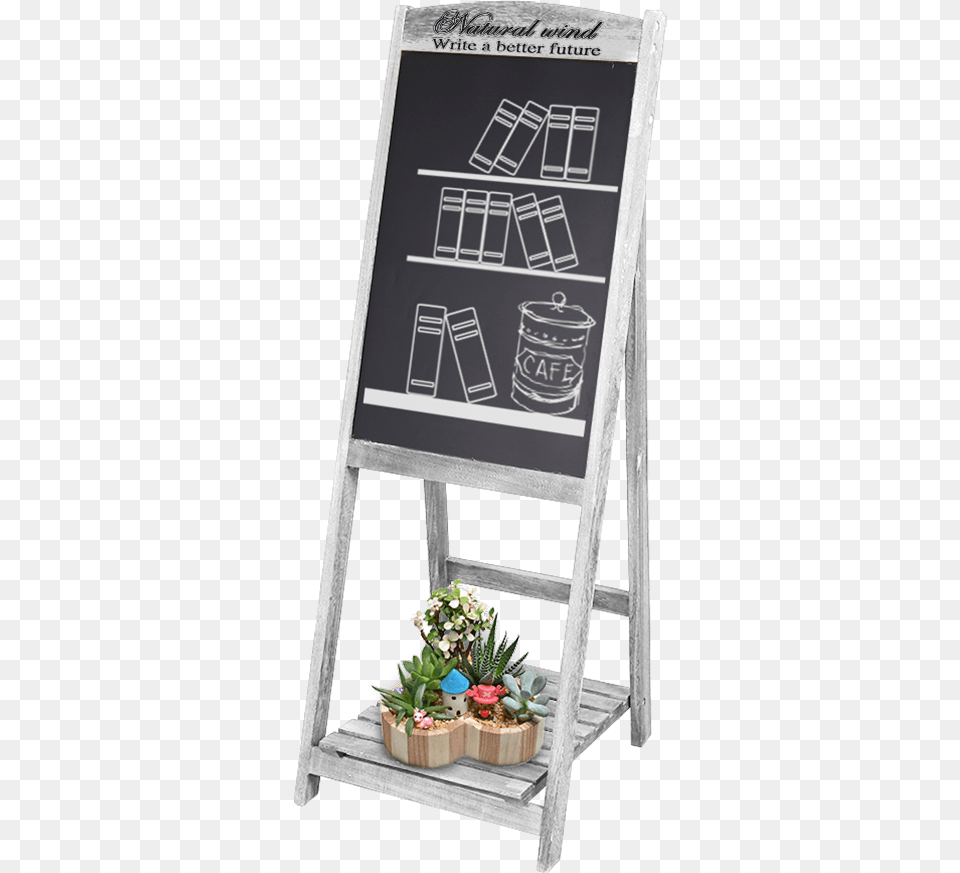 Wood Framed Standing Chalkboard 46quotx16quot Blackboard Cafe, Plant, Potted Plant, Flower Png