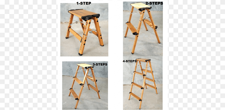 Wood Grain Aluminium 3 Step Ladder, Bar Stool, Furniture Png Image