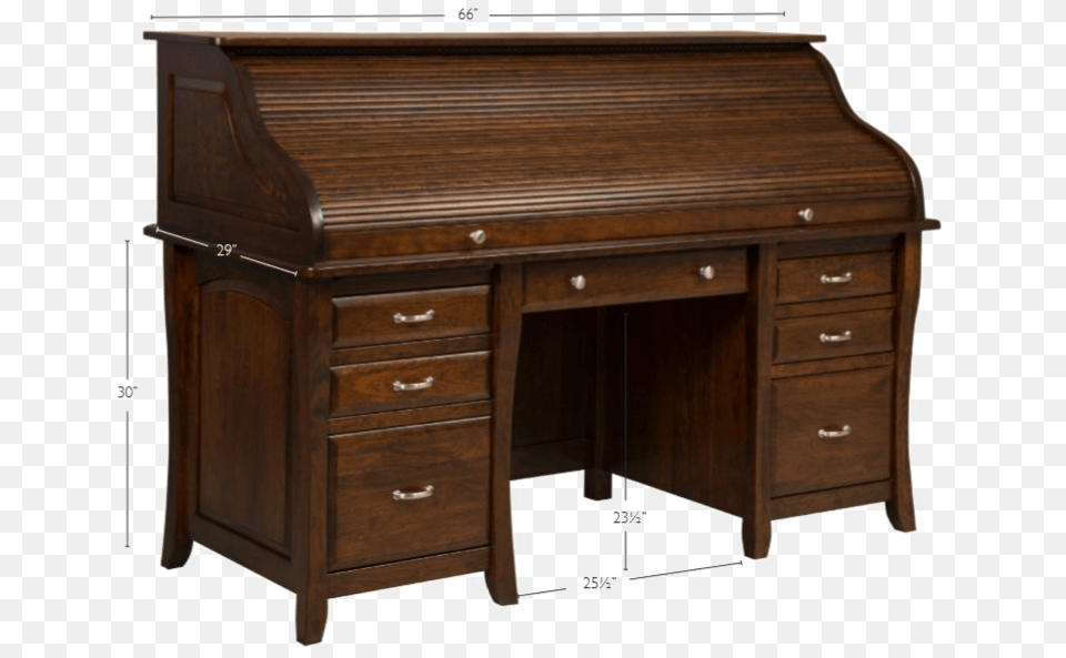 Wood Roll Top Desk, Furniture, Table, Electronics Free Png Download