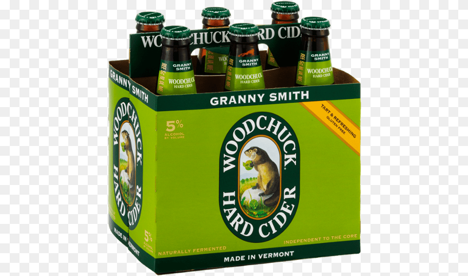 Woodchuck Granny Smith Hard Cider 6 Pack 12 Fl Oz, Alcohol, Beer, Beer Bottle, Beverage Png Image