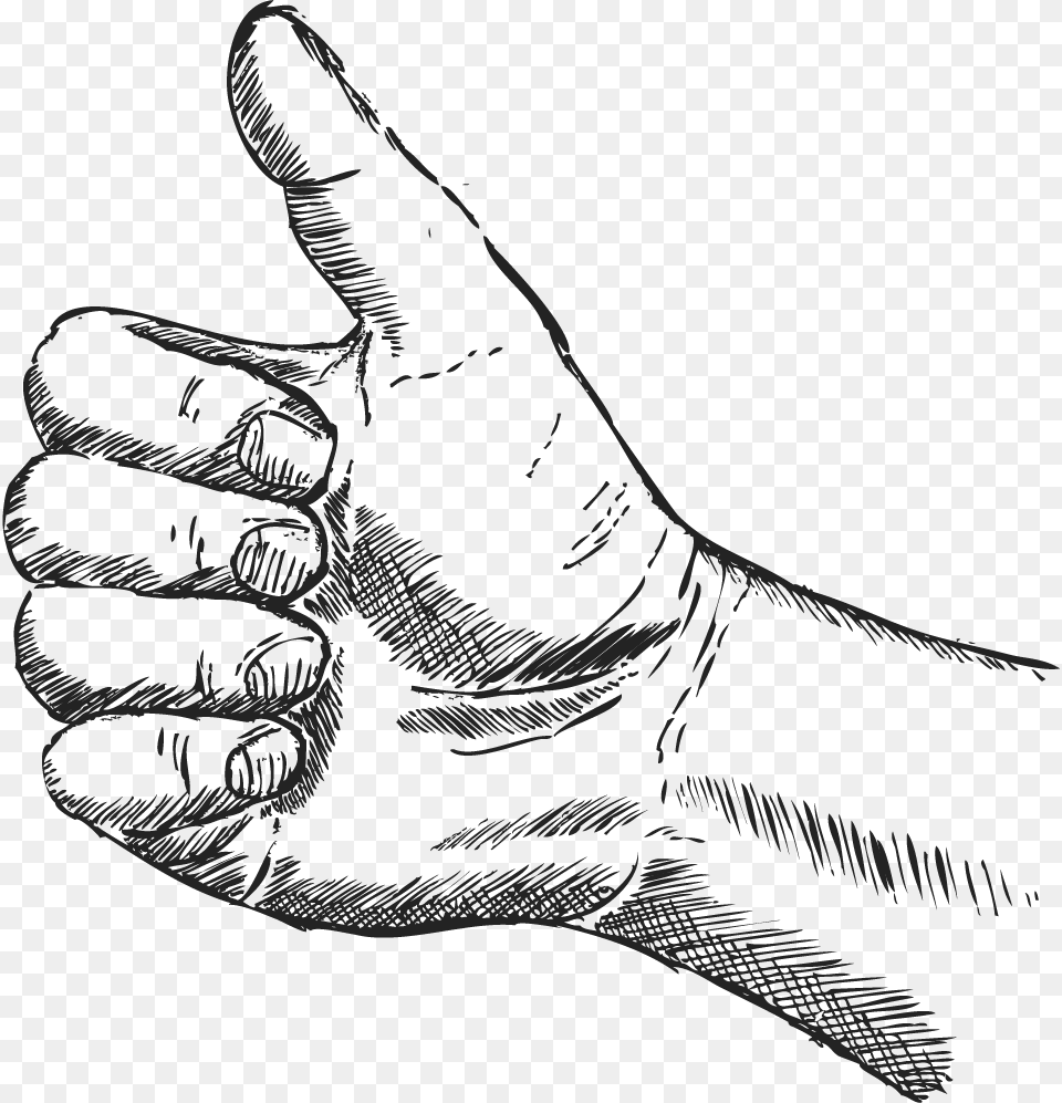 Woodcut Illustration Thumbs Up Sketch, Body Part, Hand, Person, Finger Png