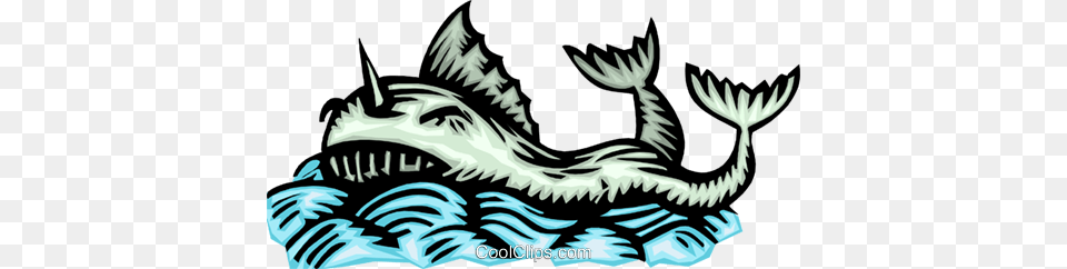 Woodcut Ocean Creature Royalty Vector Clip Art Illustration, Animal, Fish, Sea Life, Shark Png Image