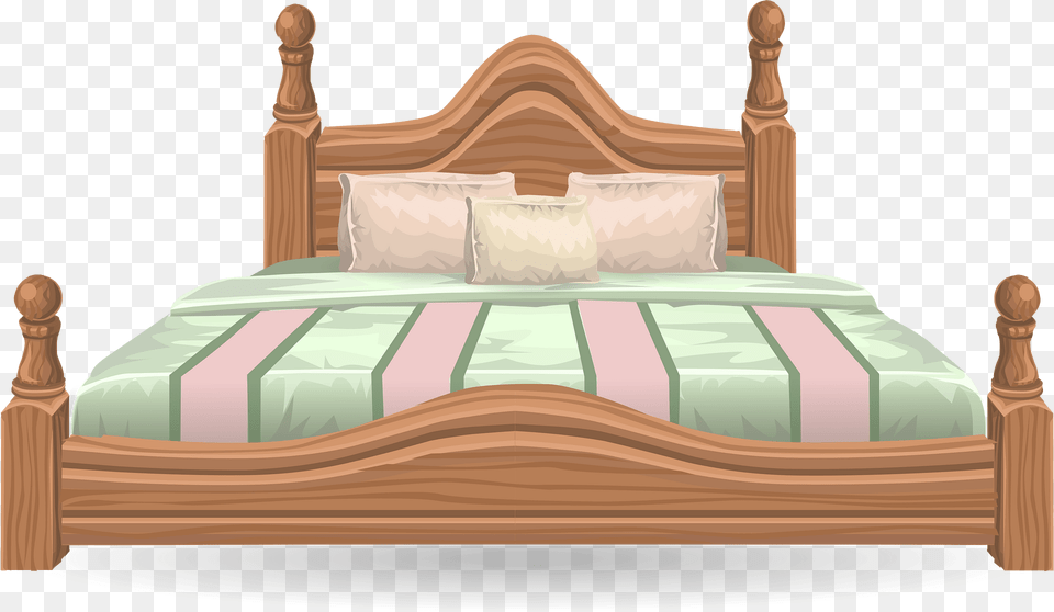 Wooden Bed Clipart, Furniture, Cushion, Home Decor, Bedroom Free Png Download