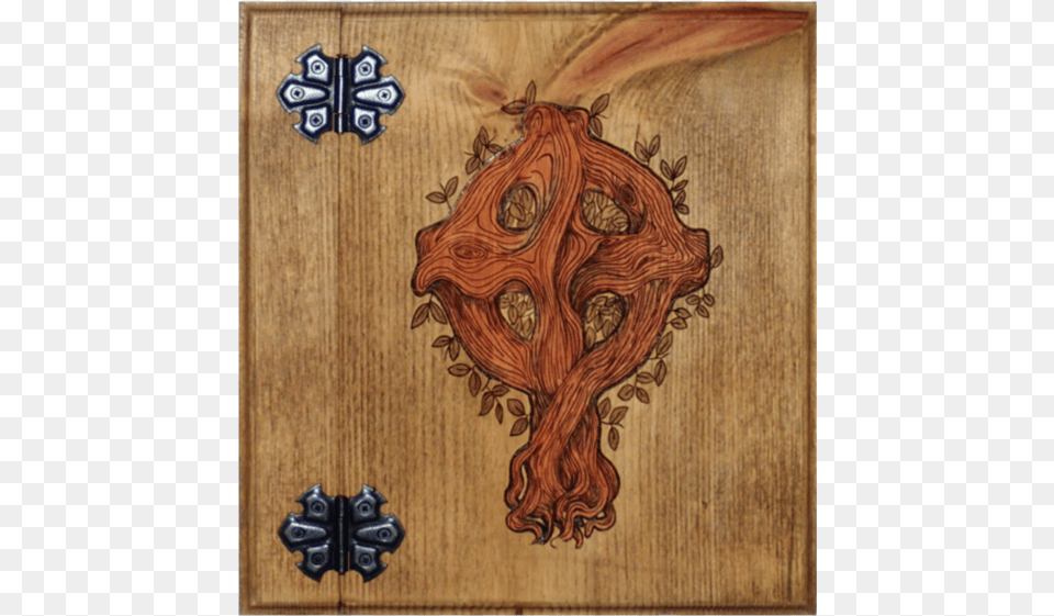 Wooden Book Of Shadows Featuring A Celtic Cross And Plywood, Wood, Stained Wood, Hardwood, Wildlife Png Image