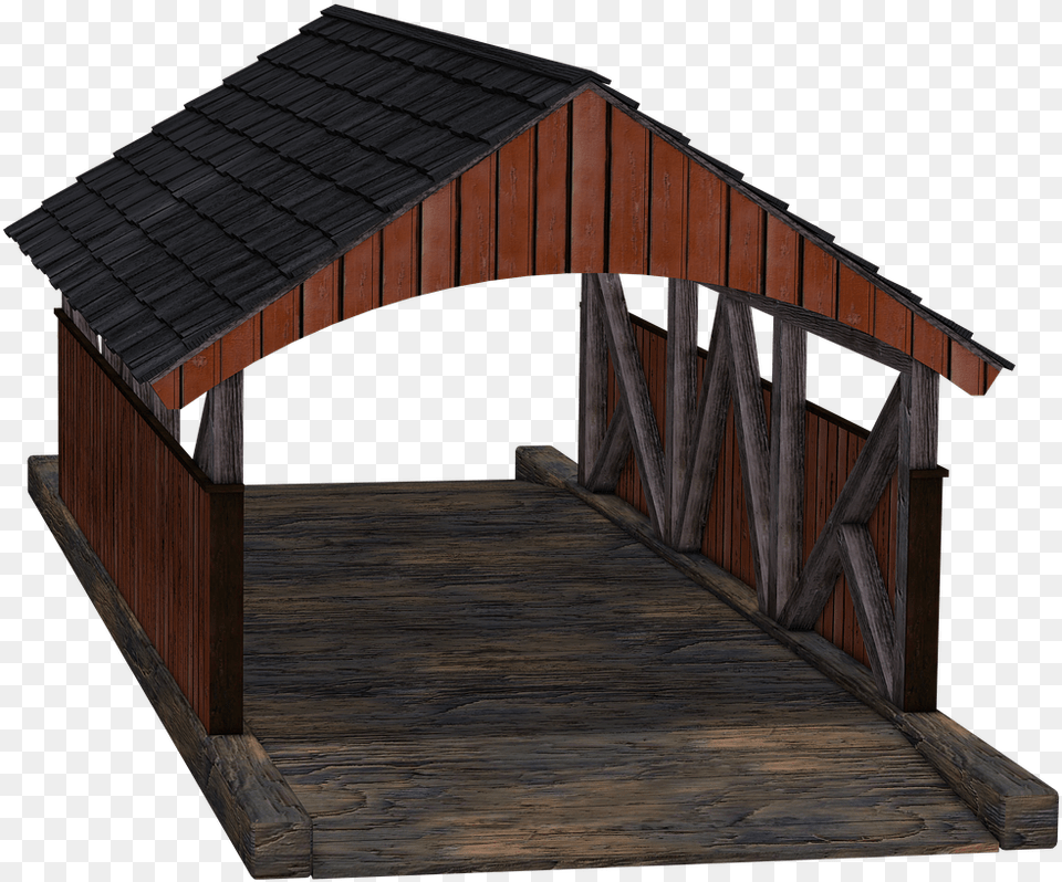 Wooden Bridge With Roof, Wood, Architecture, Building, Shelter Free Png