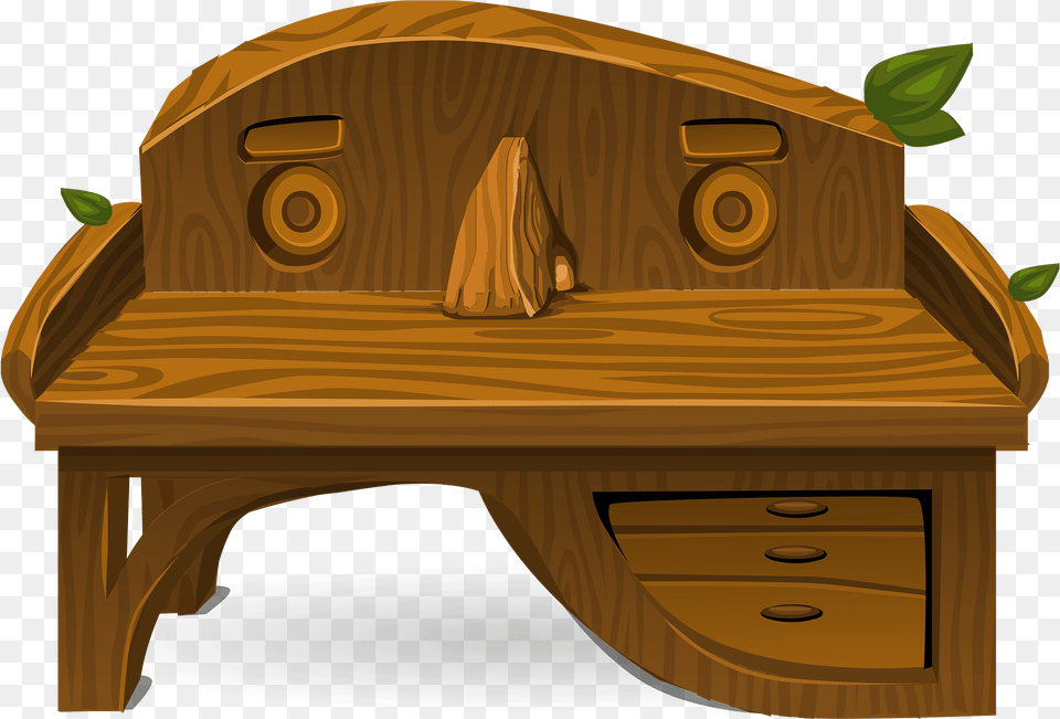 Wooden Brown Desk Clipart, Bench, Furniture, Table, Wood Free Png