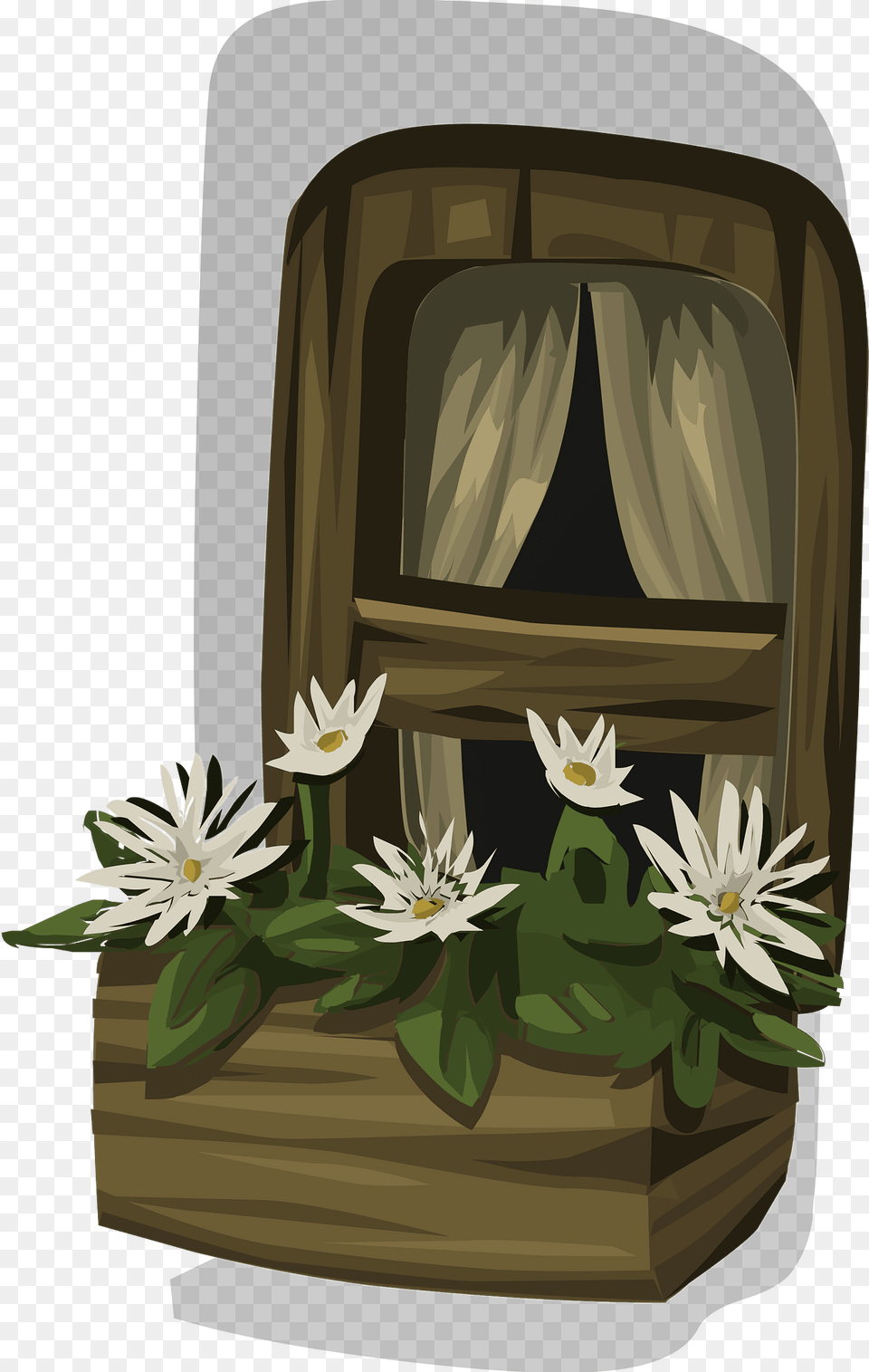 Wooden Brown Window Clipart, Daisy, Flower, Flower Arrangement, Plant Png